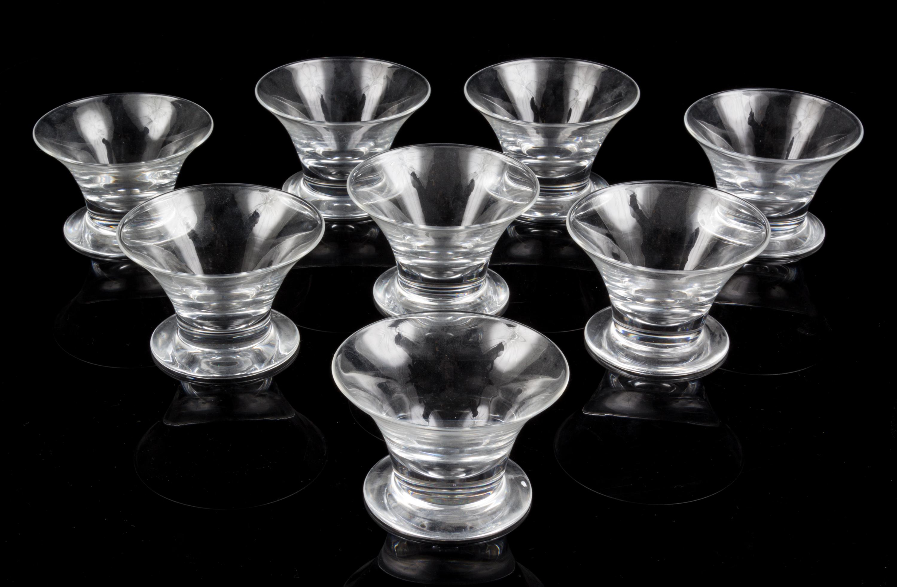 A Set of Eight Steuben Sorbets Diameter 4 1/4 inches.