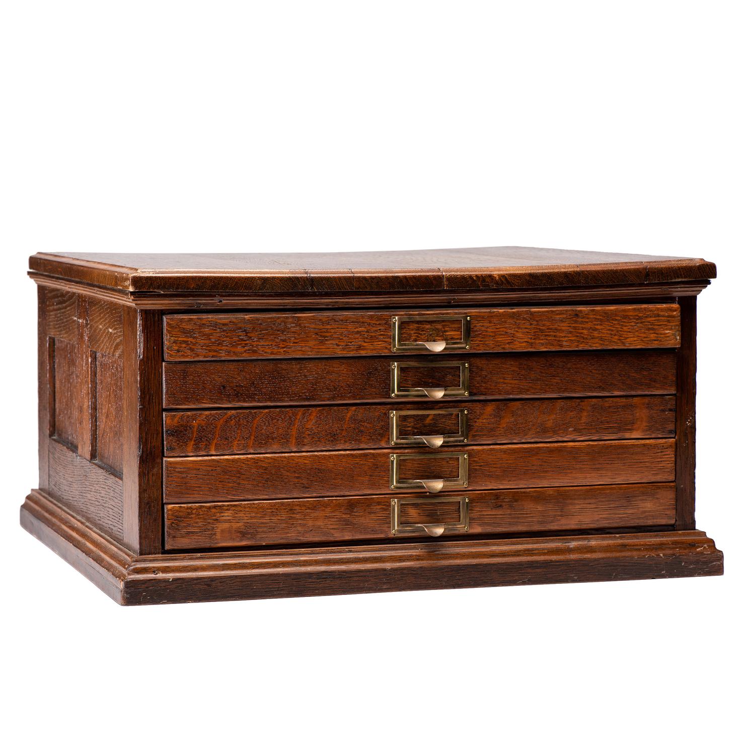 An Oak Five-Drawer Flat File Cabinet