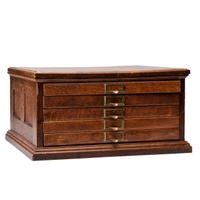 An Oak Five-Drawer Flat File Cabinet