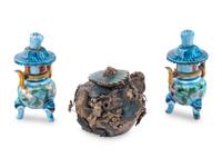 Three Chinese Enameled on Silver Scholar's Objects