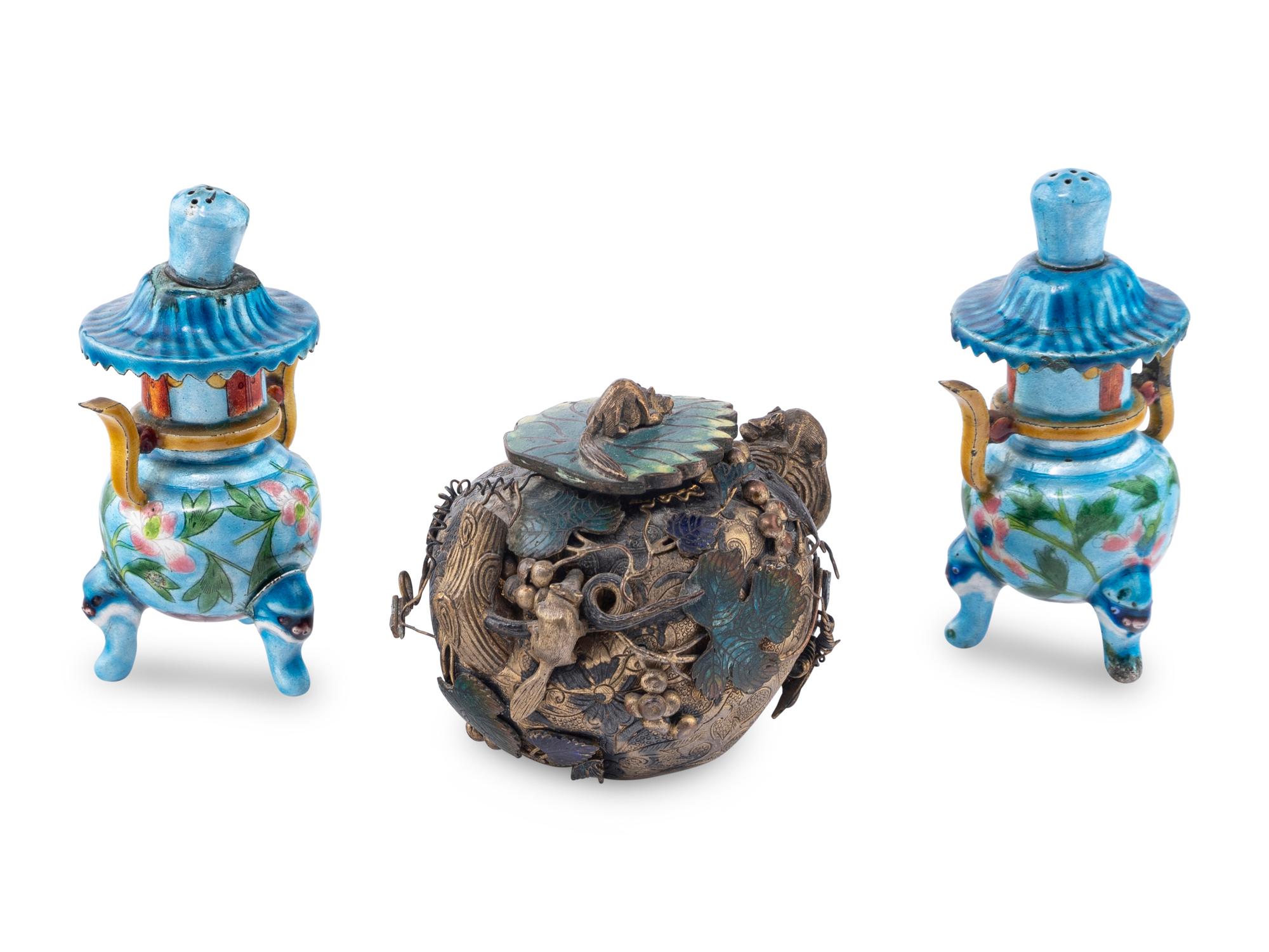 Three Chinese Enameled on Silver Scholar's Objects