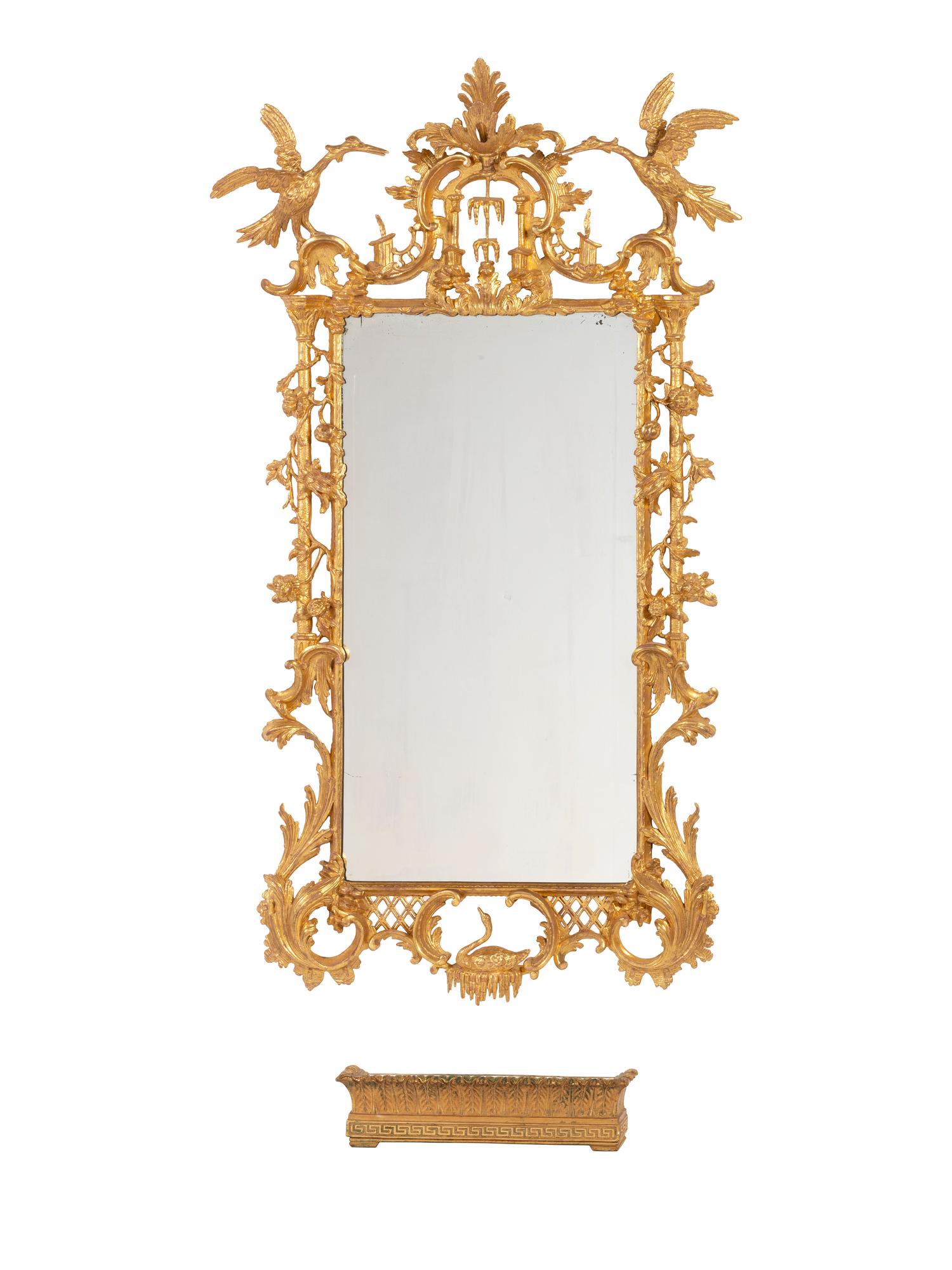 A Chinese Chippendale-Style Carved Giltwood Mirror