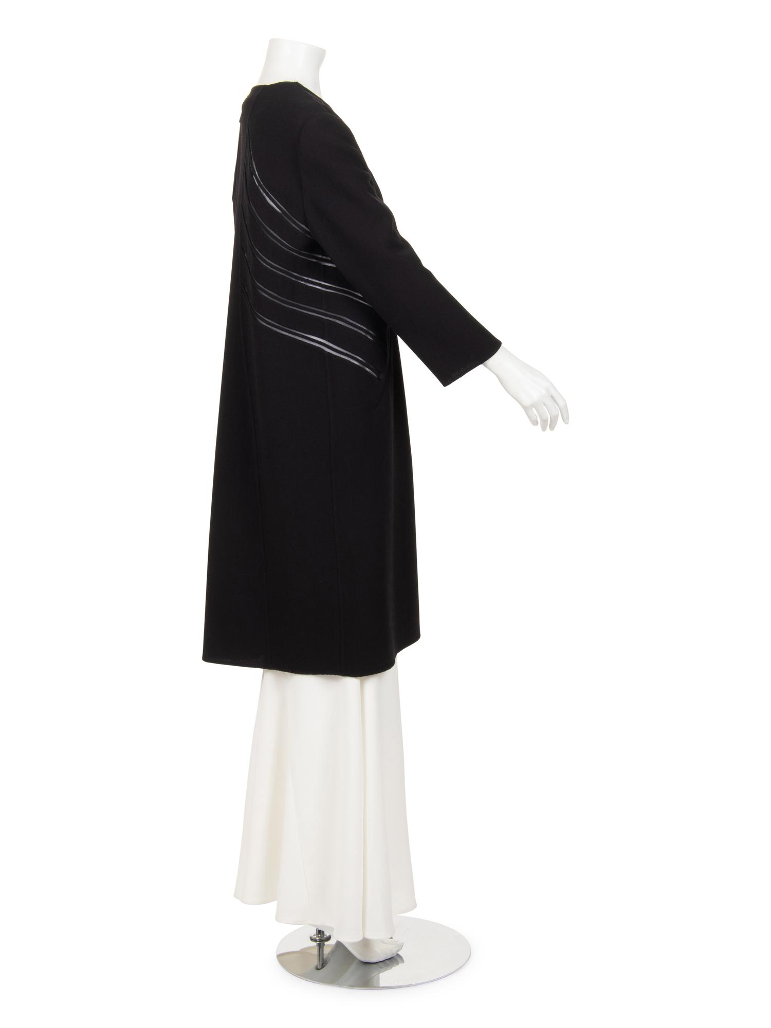 Ralph Rucci Wool Crepe Coat with Knotted Piping Detail
