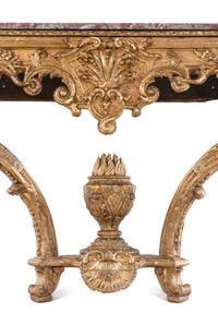 An Italian Carved Giltwood Marble-Top Console Table