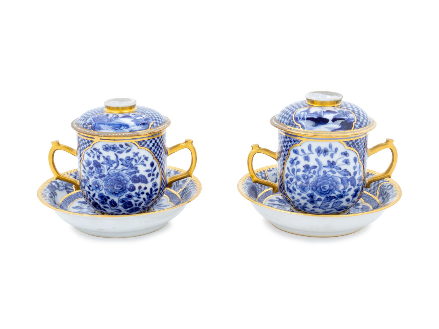 Two Chinese Export Porcelain Pot de Cremes