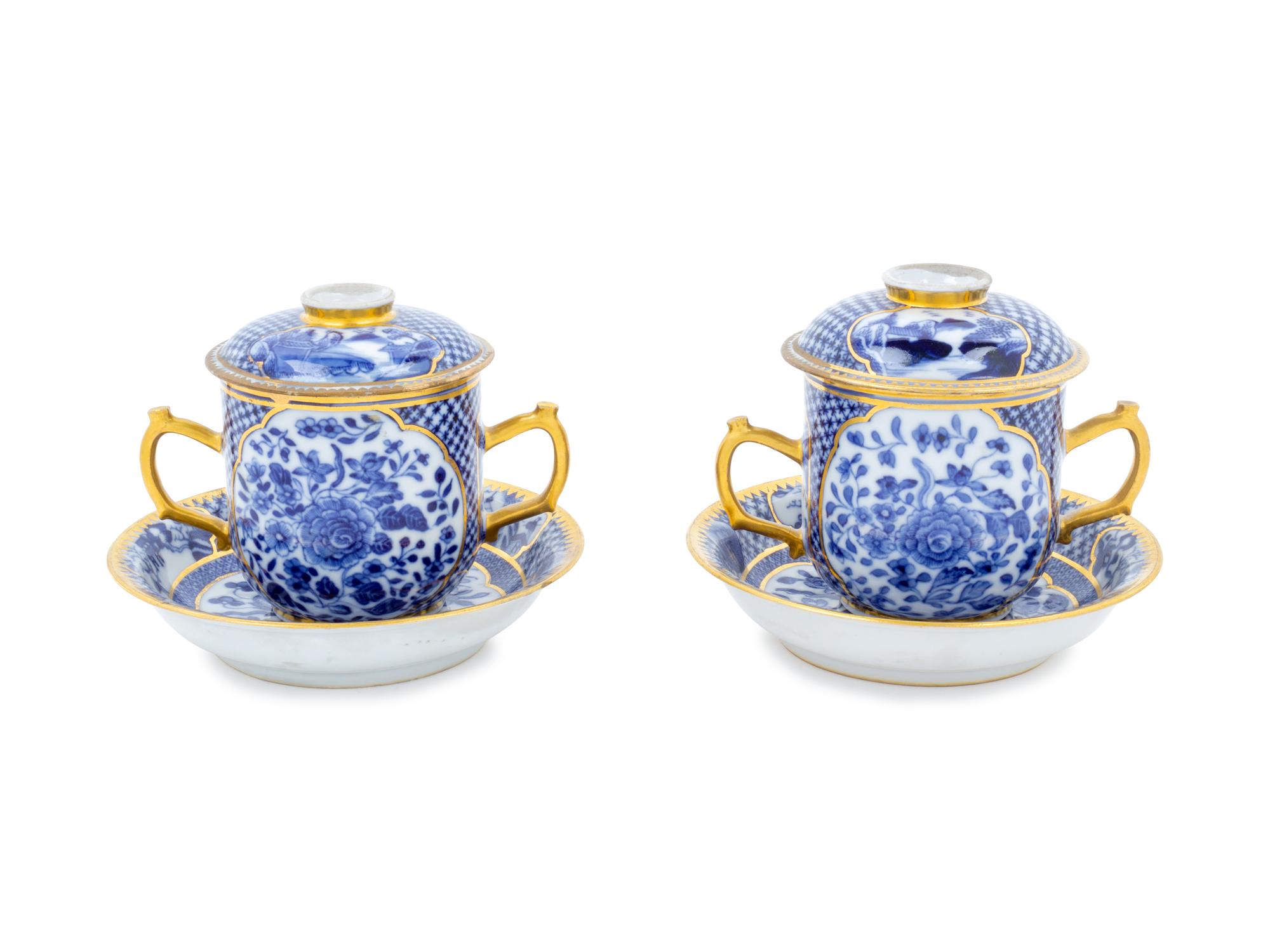Two Chinese Export Porcelain Pot de Cremes