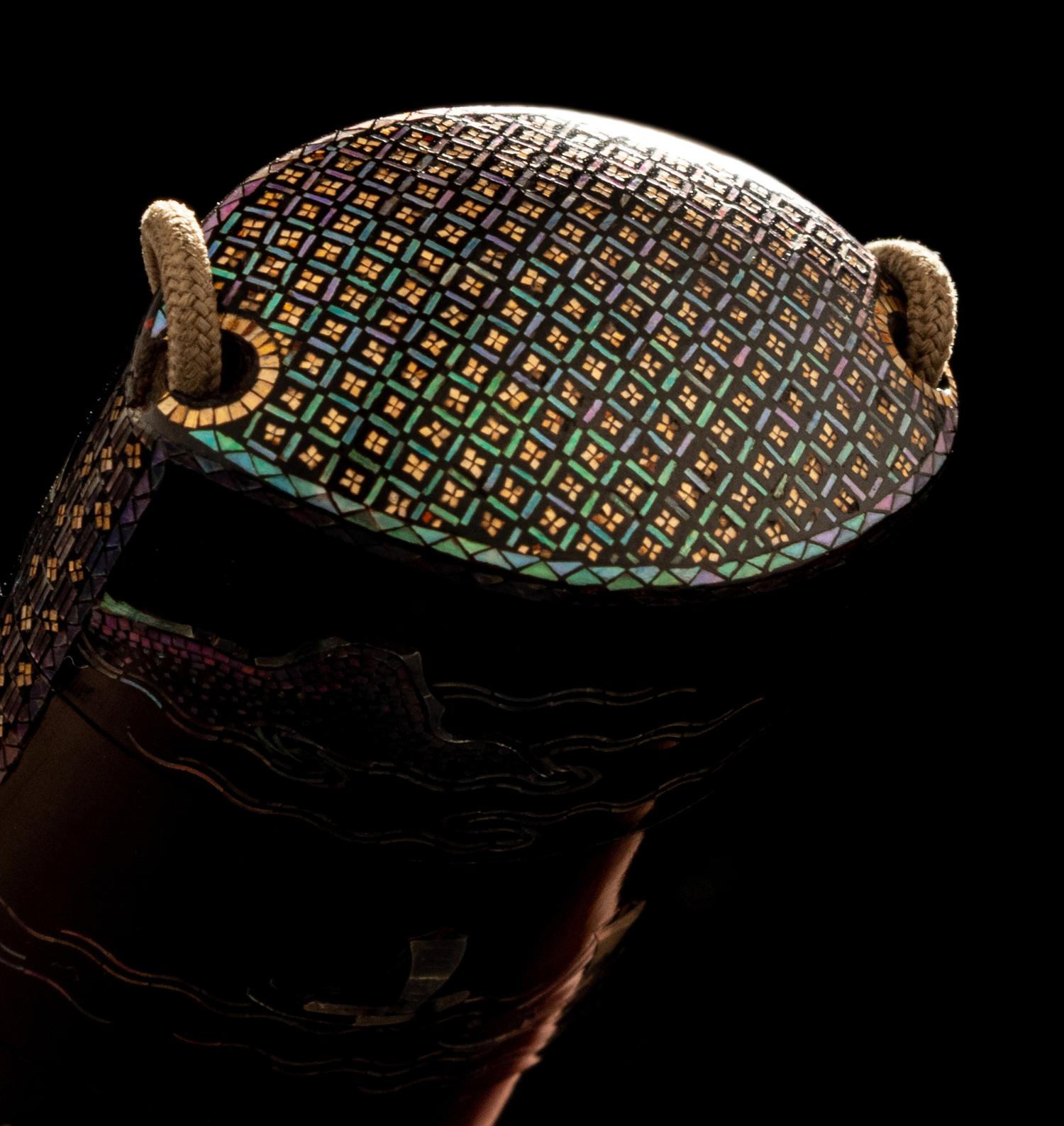 A Japanese Shell Inlaid Black Lacquer Four-Case Inro