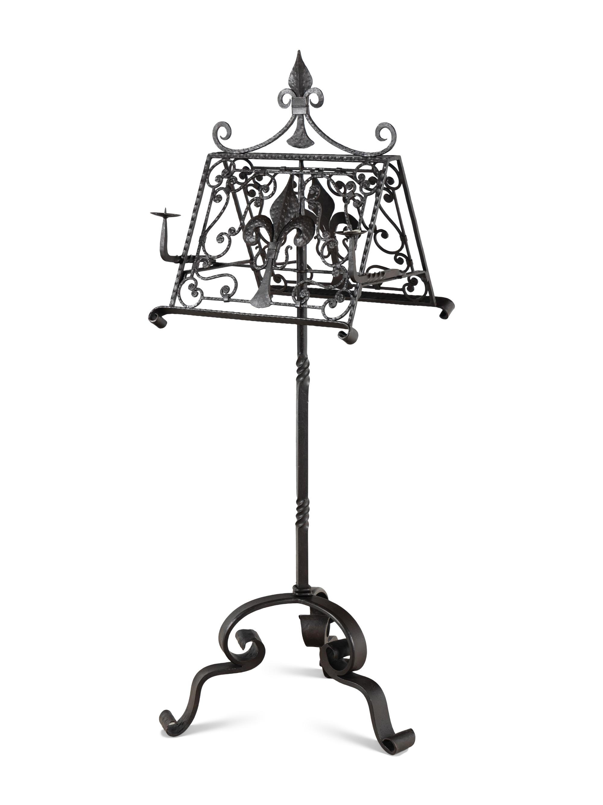 A Wrought Iron Duet Stand