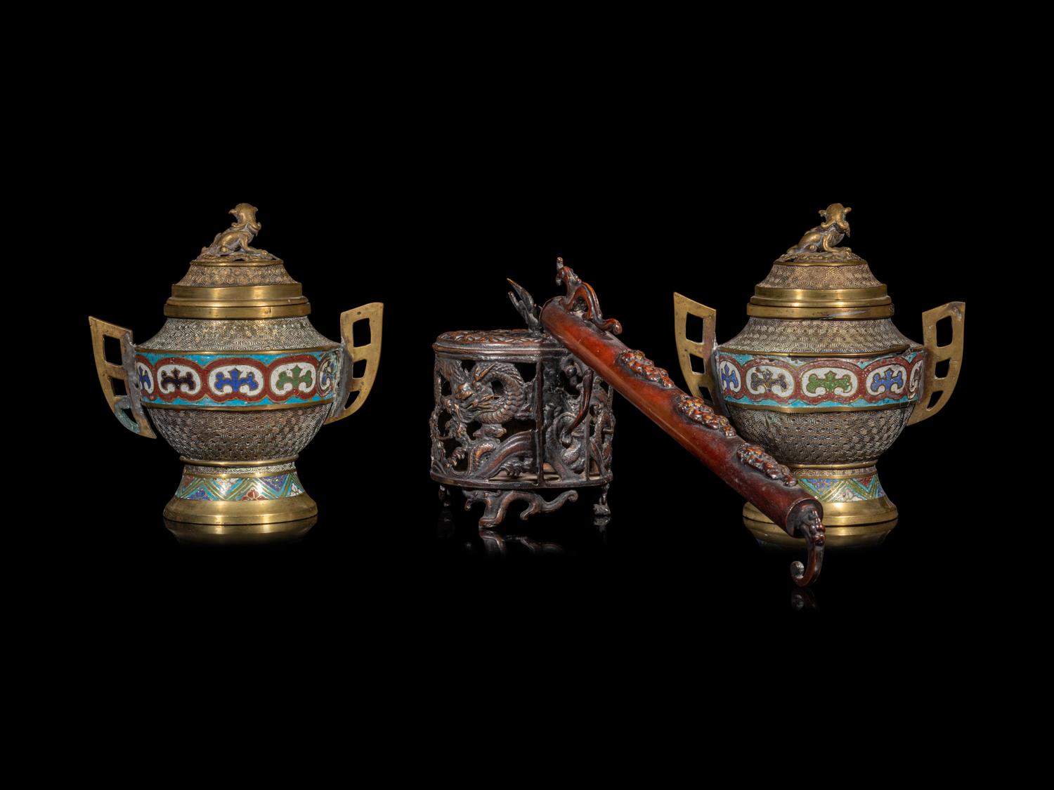 Three Japanese Metal Incense Burners