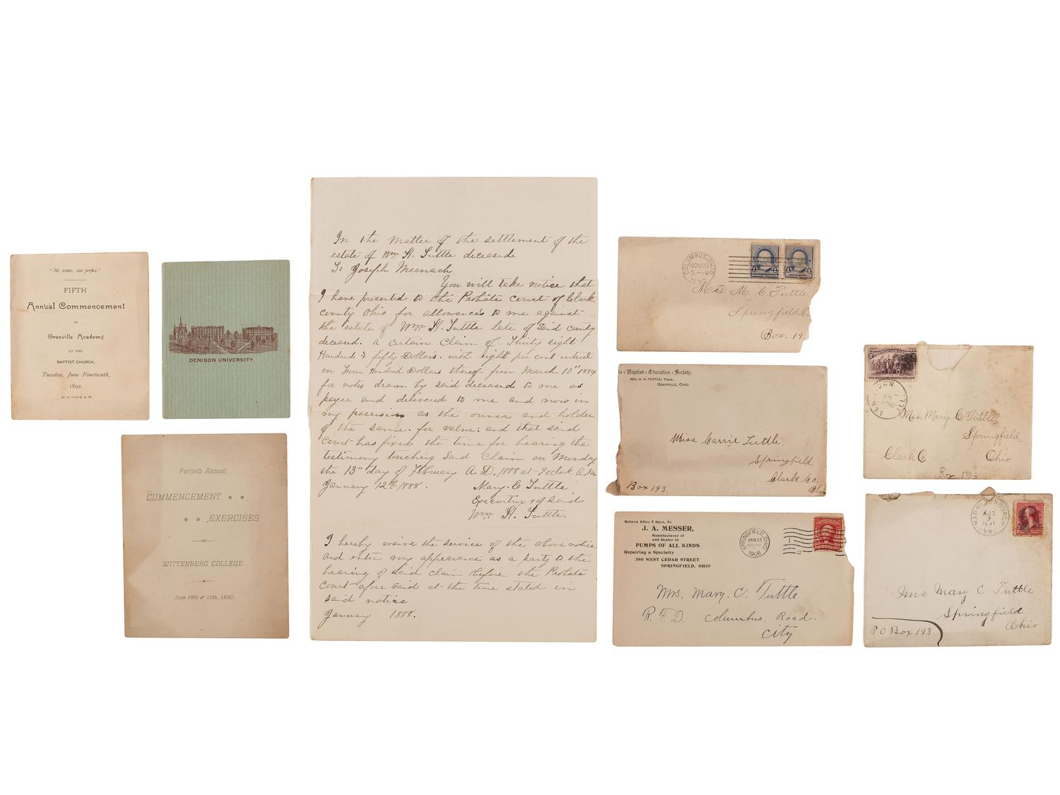 [BUSINESS] -- [OHIO]. Assortment of 19th-20th century letters, documents and account books, highlighted by a Sidney Hall map of the United States and World War I correspondence.
