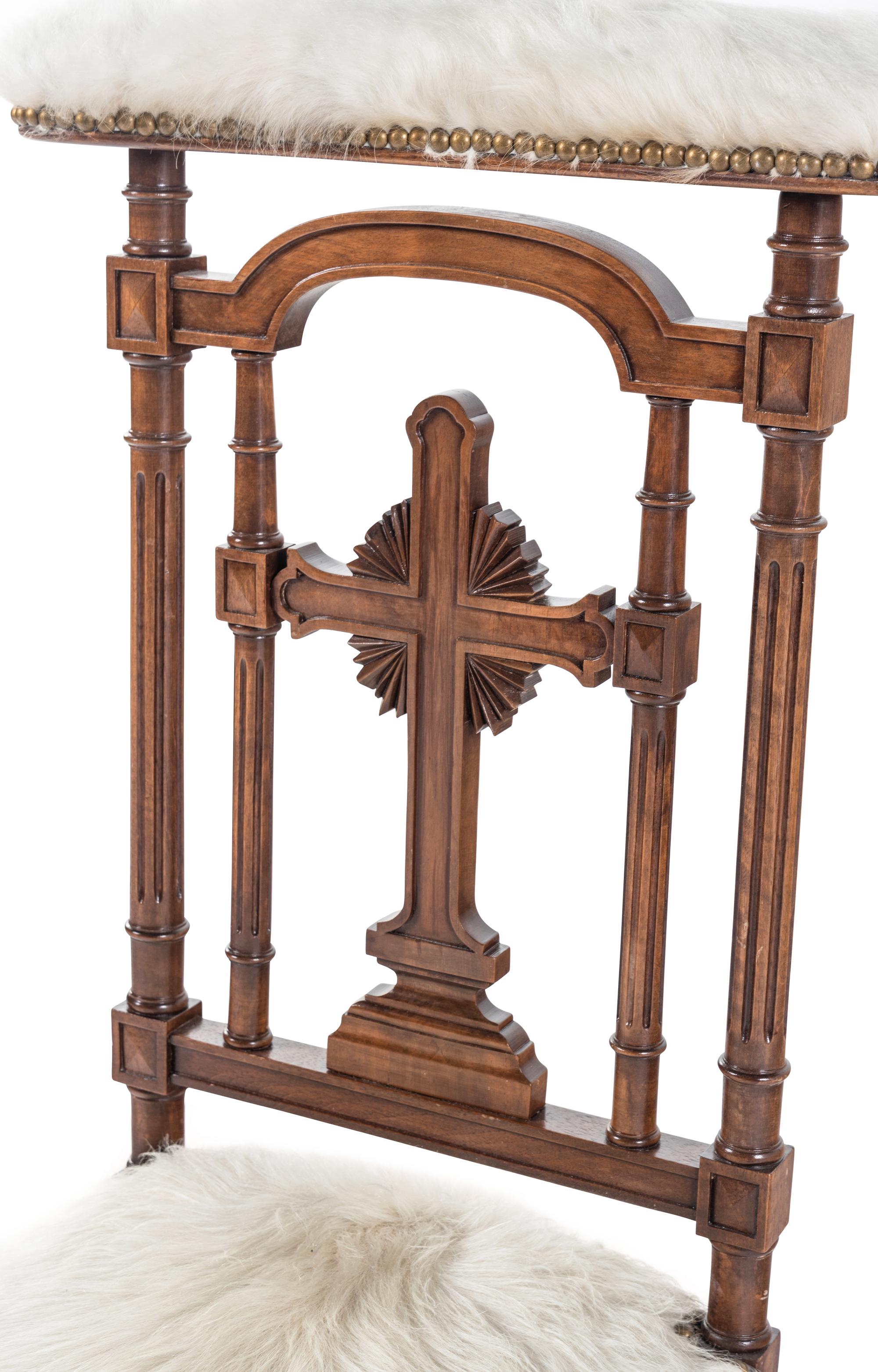 A French Walnut Prie-Dieu with Brazilian Cowhide Upholstery