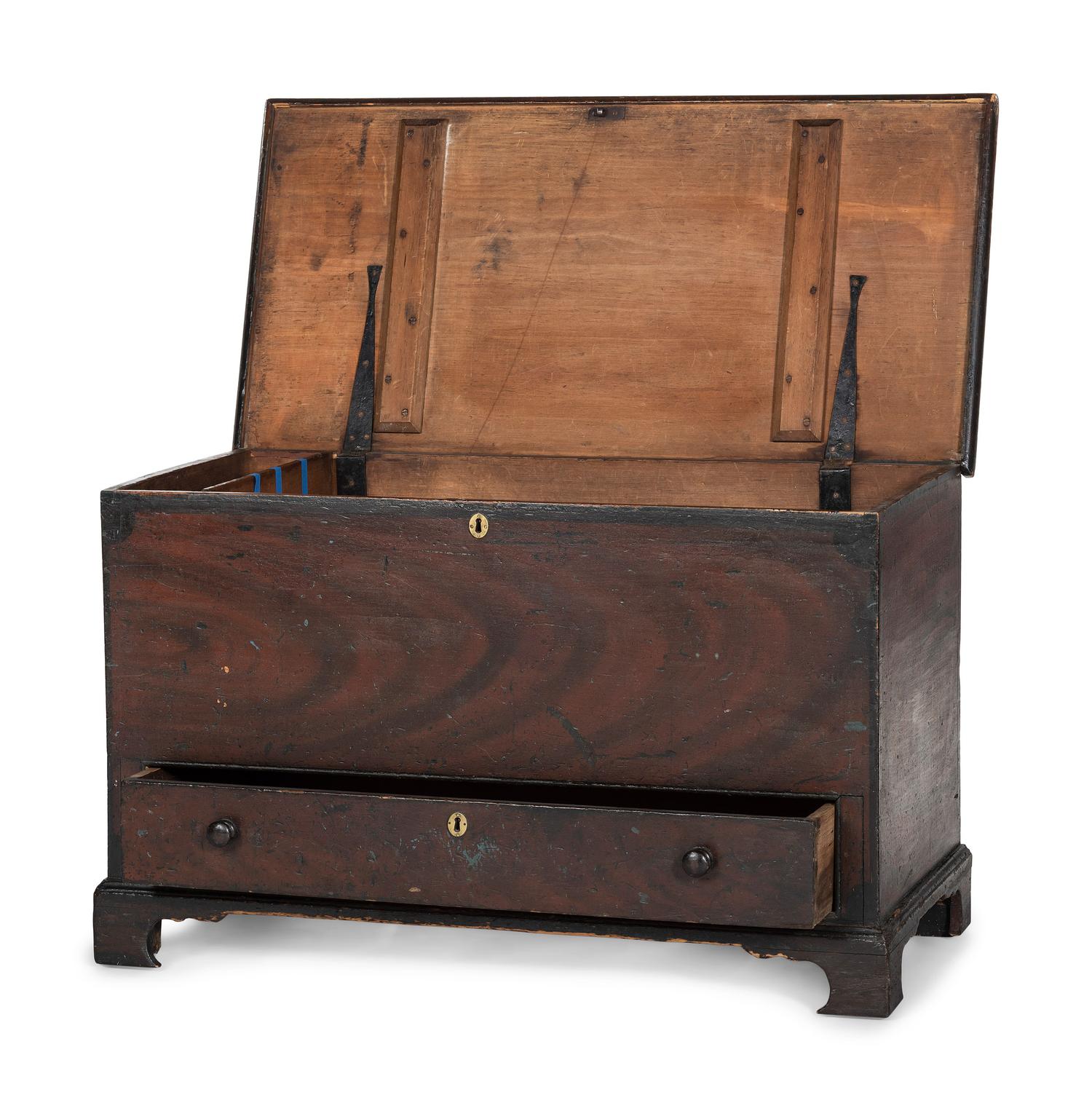 A Chippendale Grain-Painted Pine One-Drawer Blanket Chest