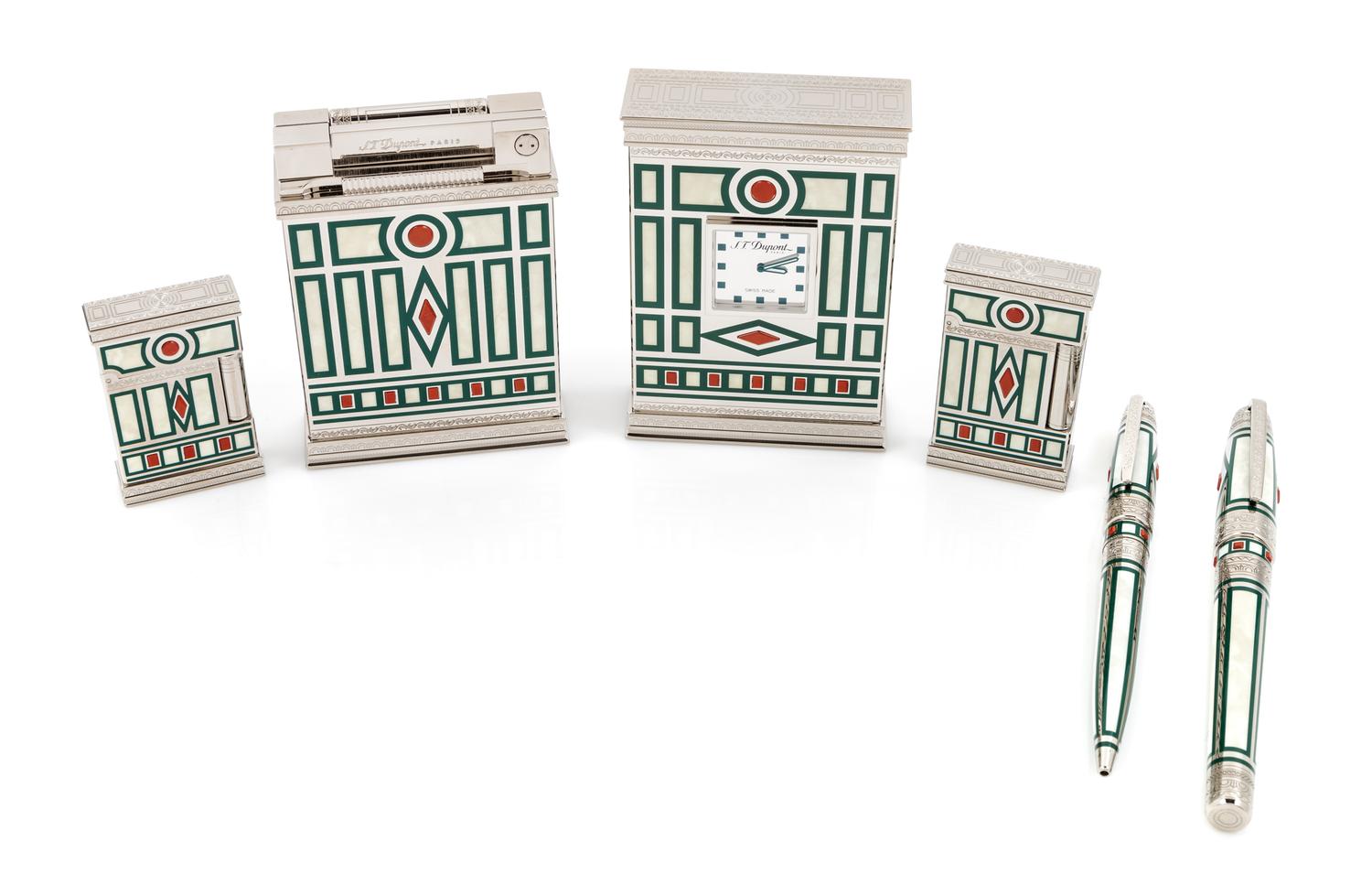 An S.T. Dupont Medici Six-Piece Pen and Lighter Set
