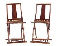 A Pair of Chinese Elm Folding Chairs 19TH/20TH CENTURY Height 43 inches. — 19TH/20TH CENTURY