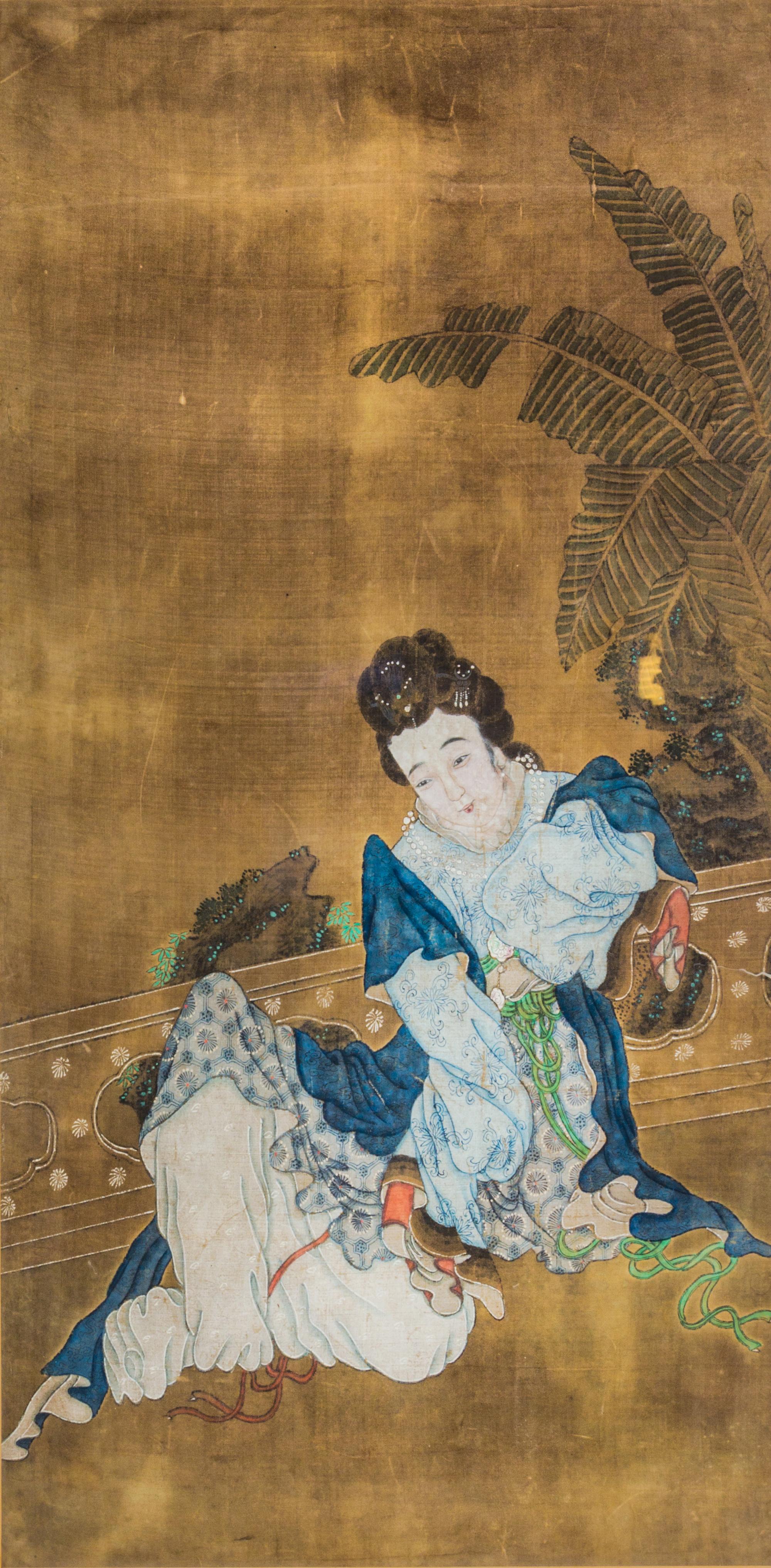 An Ink and Color Painting on Silk 31 x 15 1/2 inches. — LATE 19TH/EARLY 20TH CENTURY