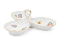 A Herend Queen Victoria Porcelain Three-Part Dish