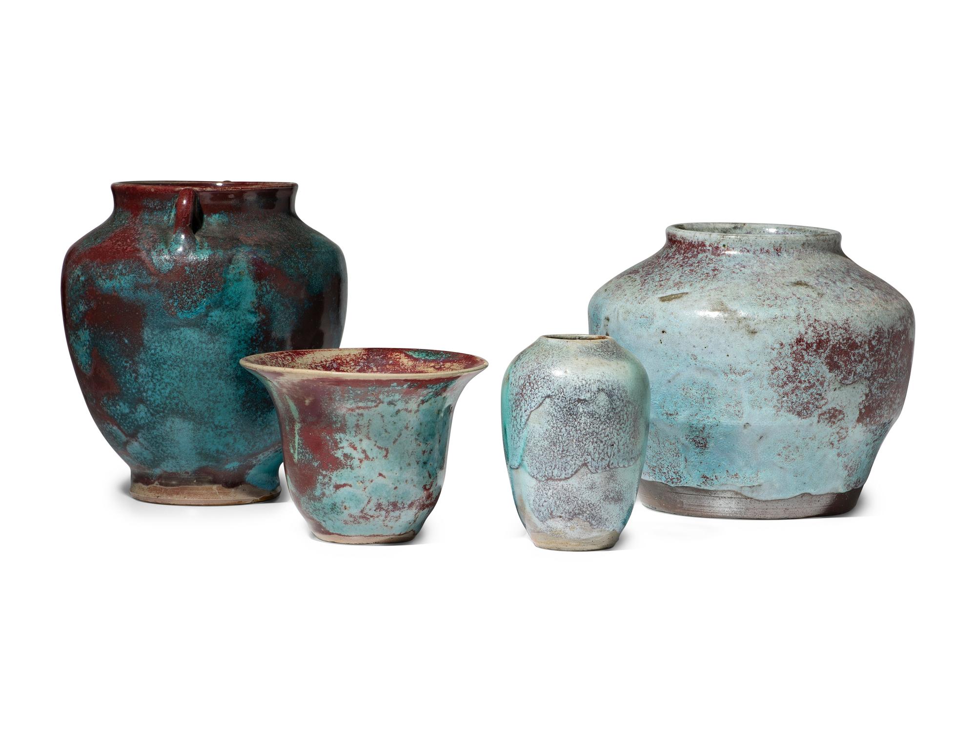 Four Jugtown Pottery Chinese Vases