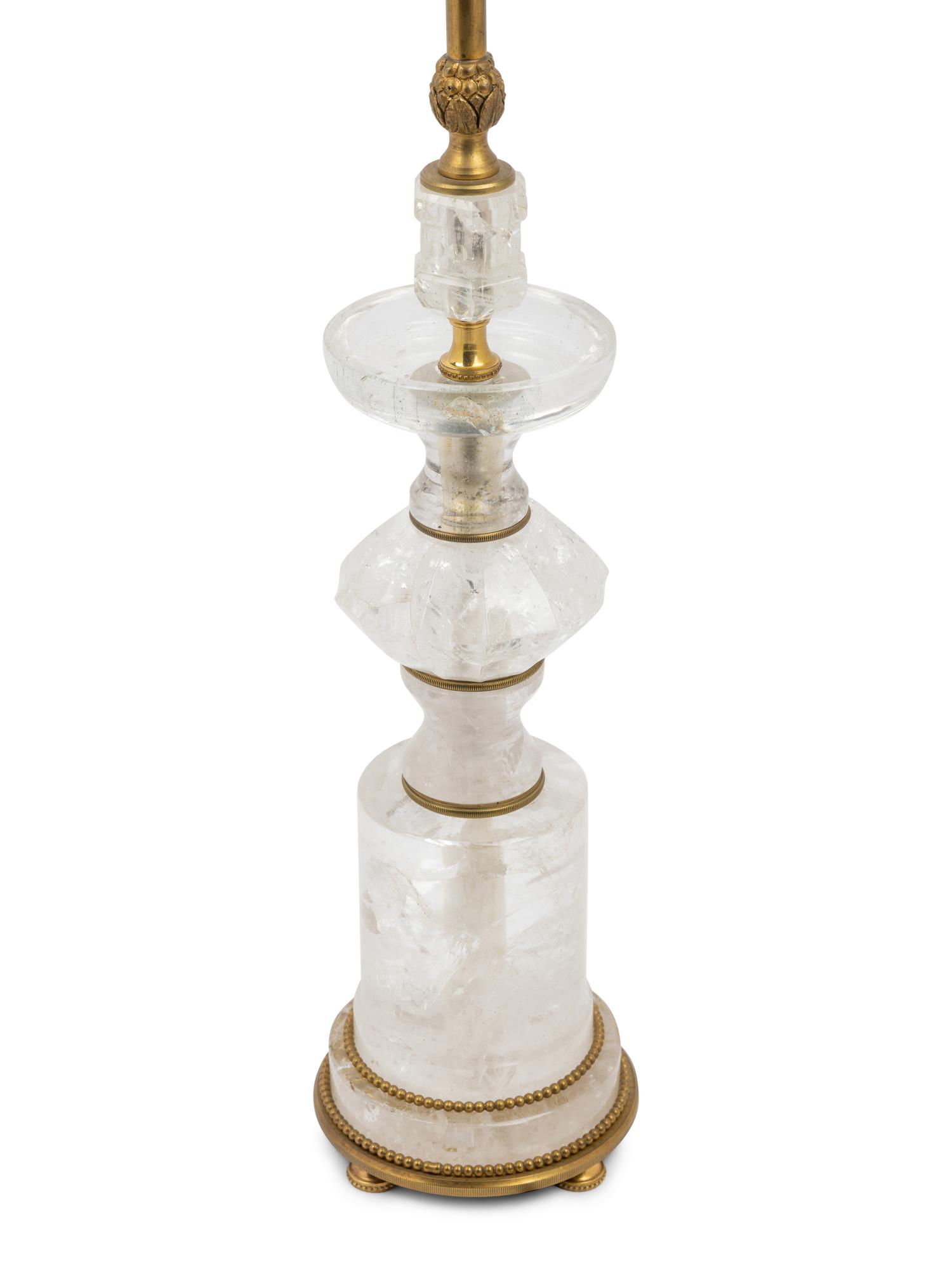 A Gilt Metal Mounted Rock Crystal Table Lamp