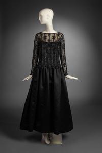 Bob Mackie Black Satin Dress with Embellished Tulle Upper, 1980-90s