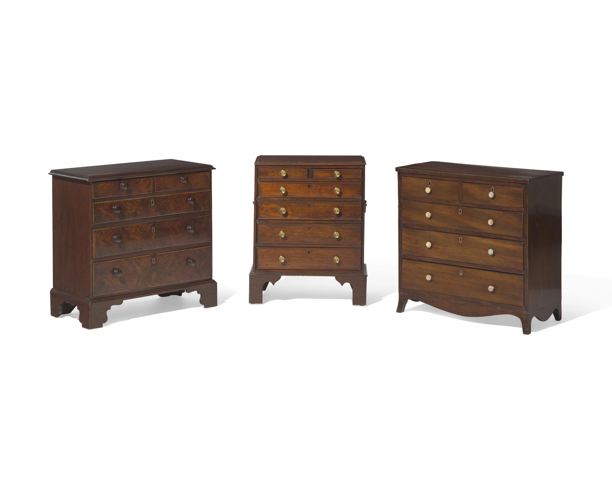 Three miniature George III mahogany chests of drawers, late 18th / early 19th century