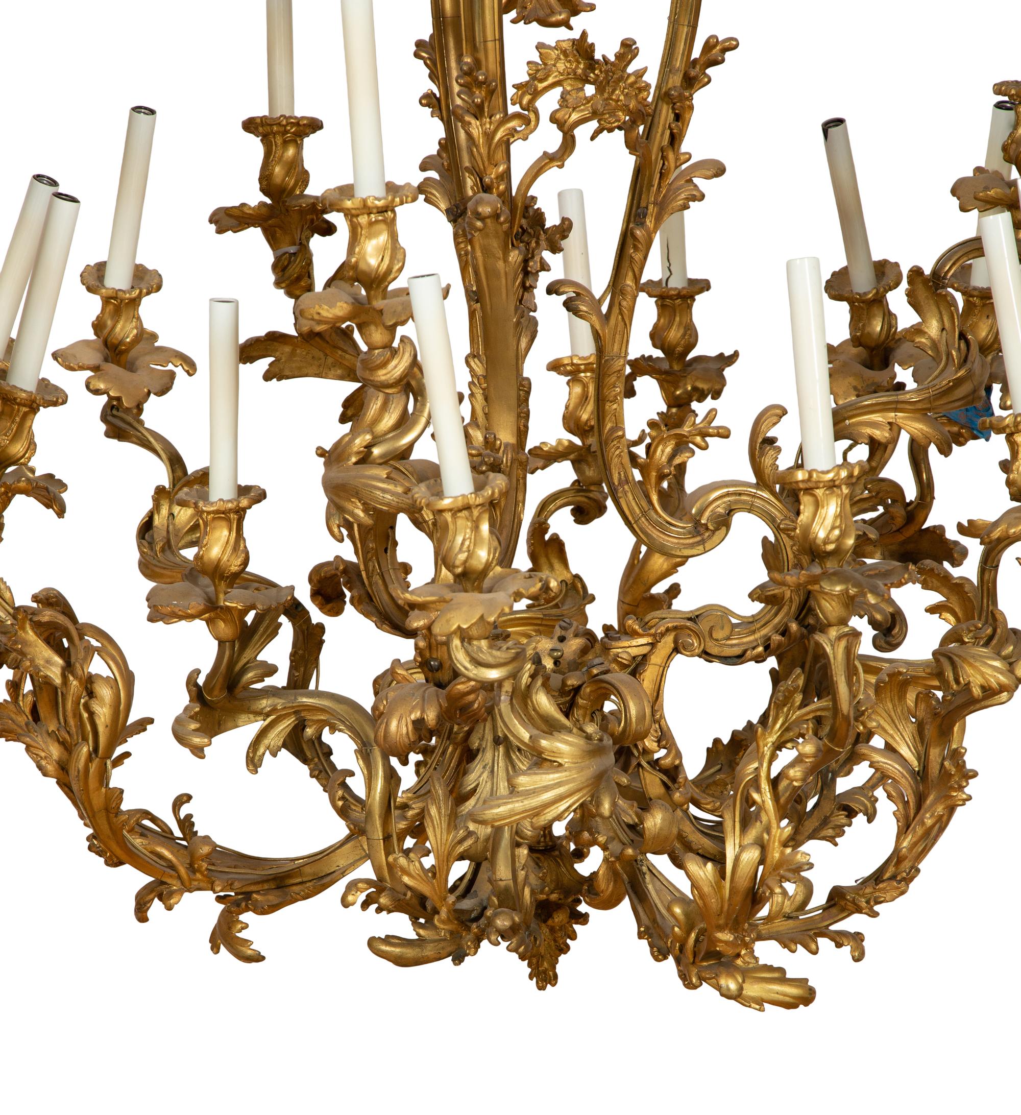A Gilt Bronze Rococo Style Fourteen-Light Chandelier