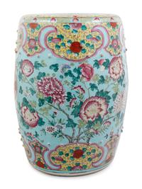 A Chinese Export Enameled Porcelain Garden Seat