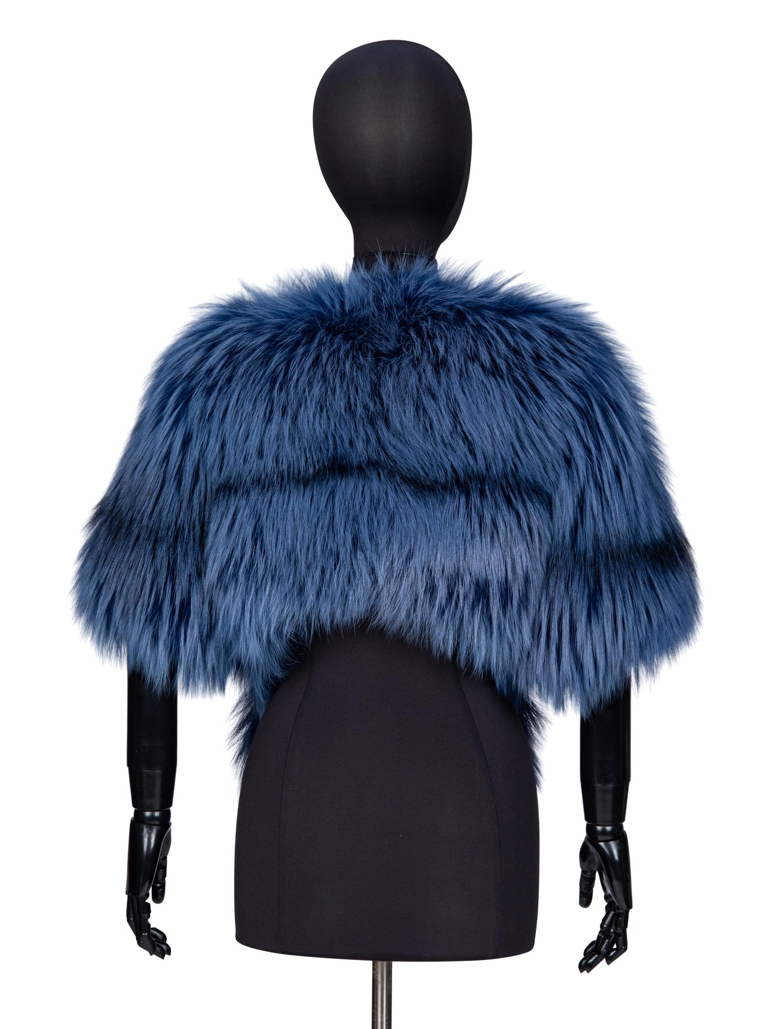 DENNIS BASSO, BLUE FOX FUR BOLERO JACKET