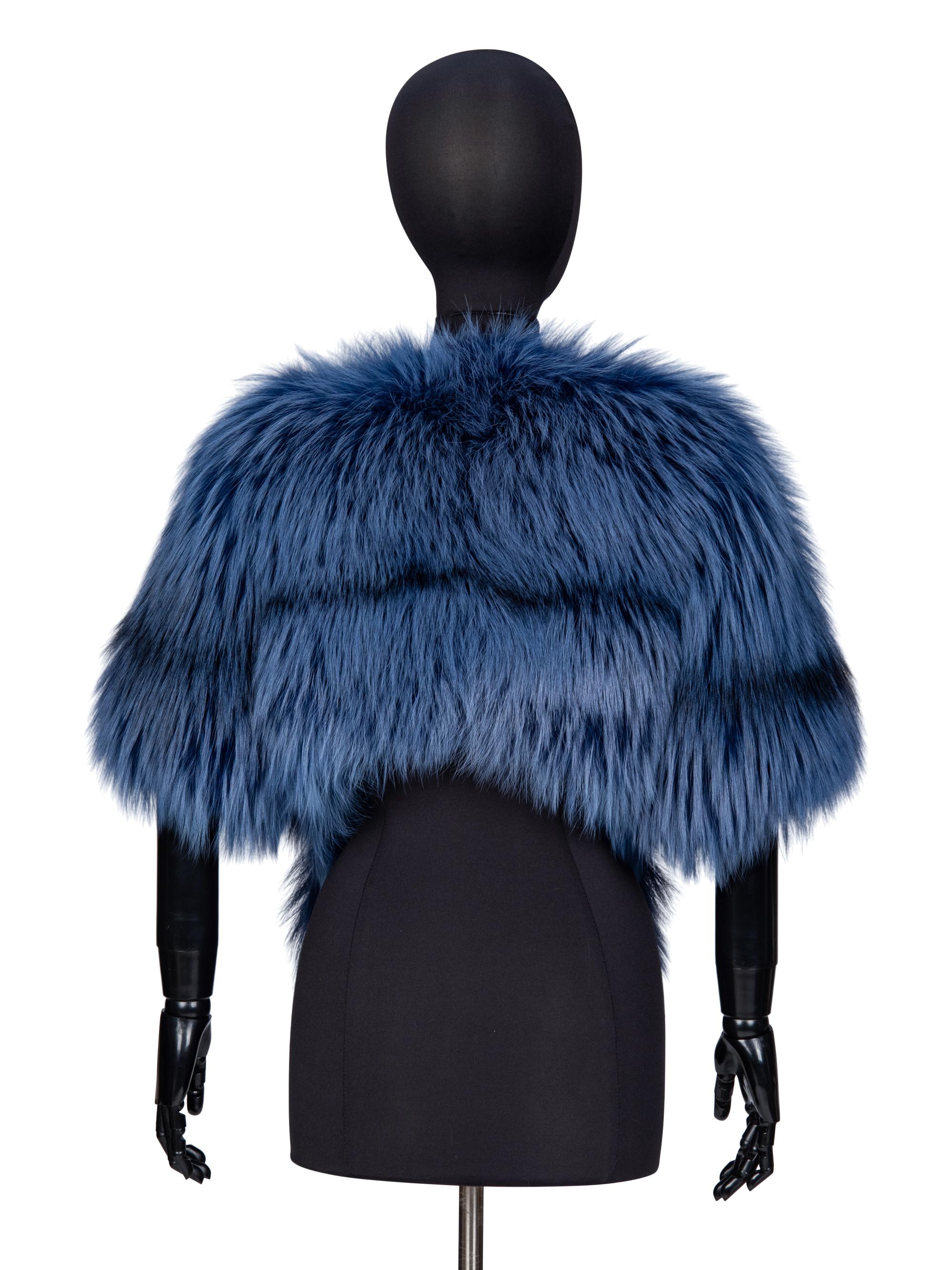 DENNIS BASSO, BLUE FOX FUR BOLERO JACKET