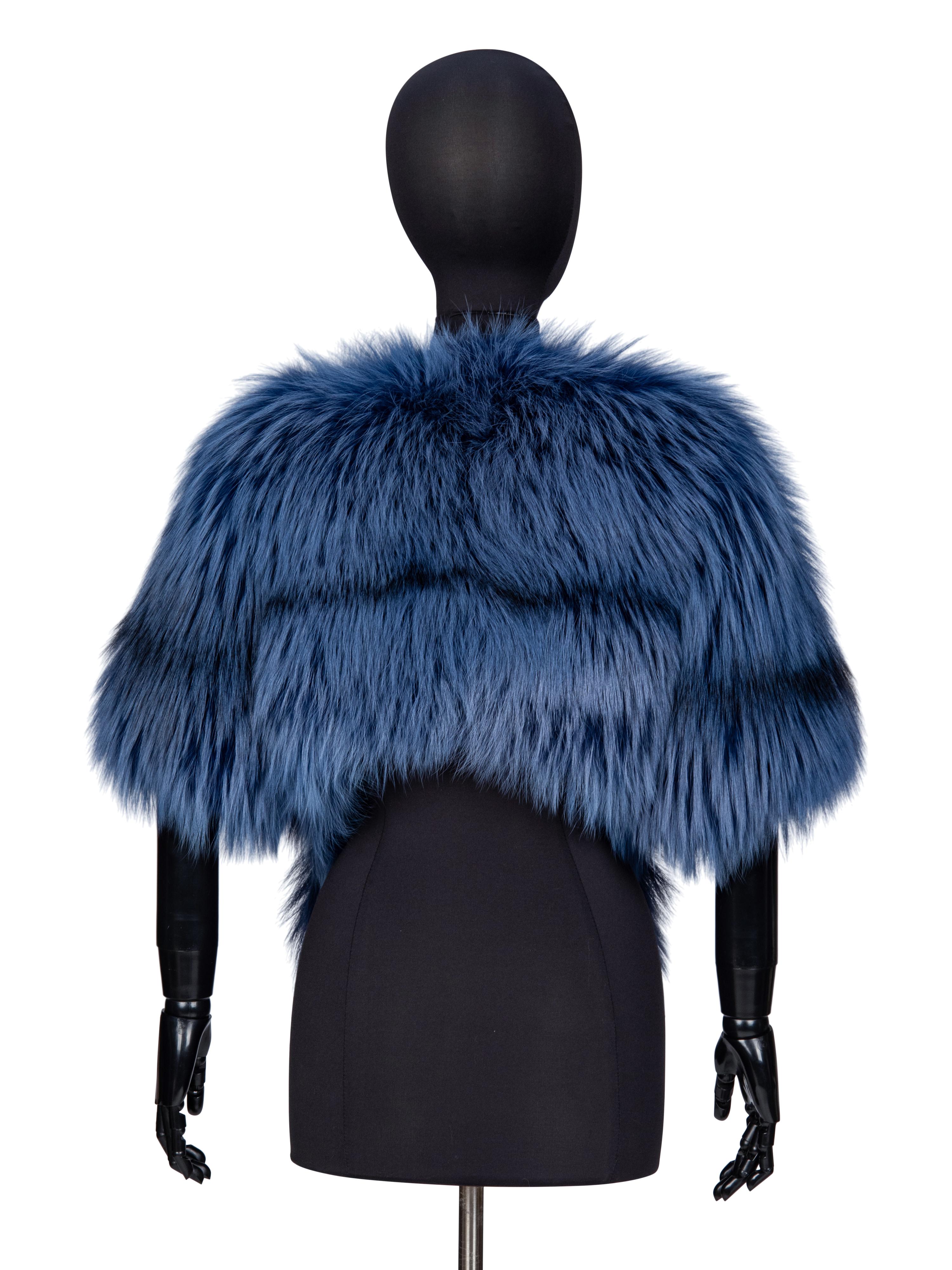 DENNIS BASSO, BLUE FOX FUR BOLERO JACKET