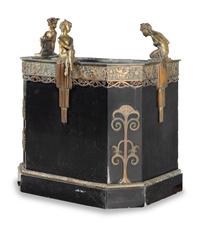 A French Art Deco Bronze-Mounted Marble Fountain and Pier Mirror