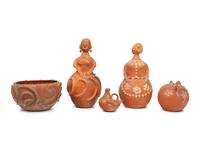 Five Redware Figural Vessels