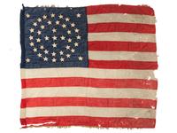 [FLAGS]. 42-star American flag with double-medallion star pattern. Ca 1889-1890.