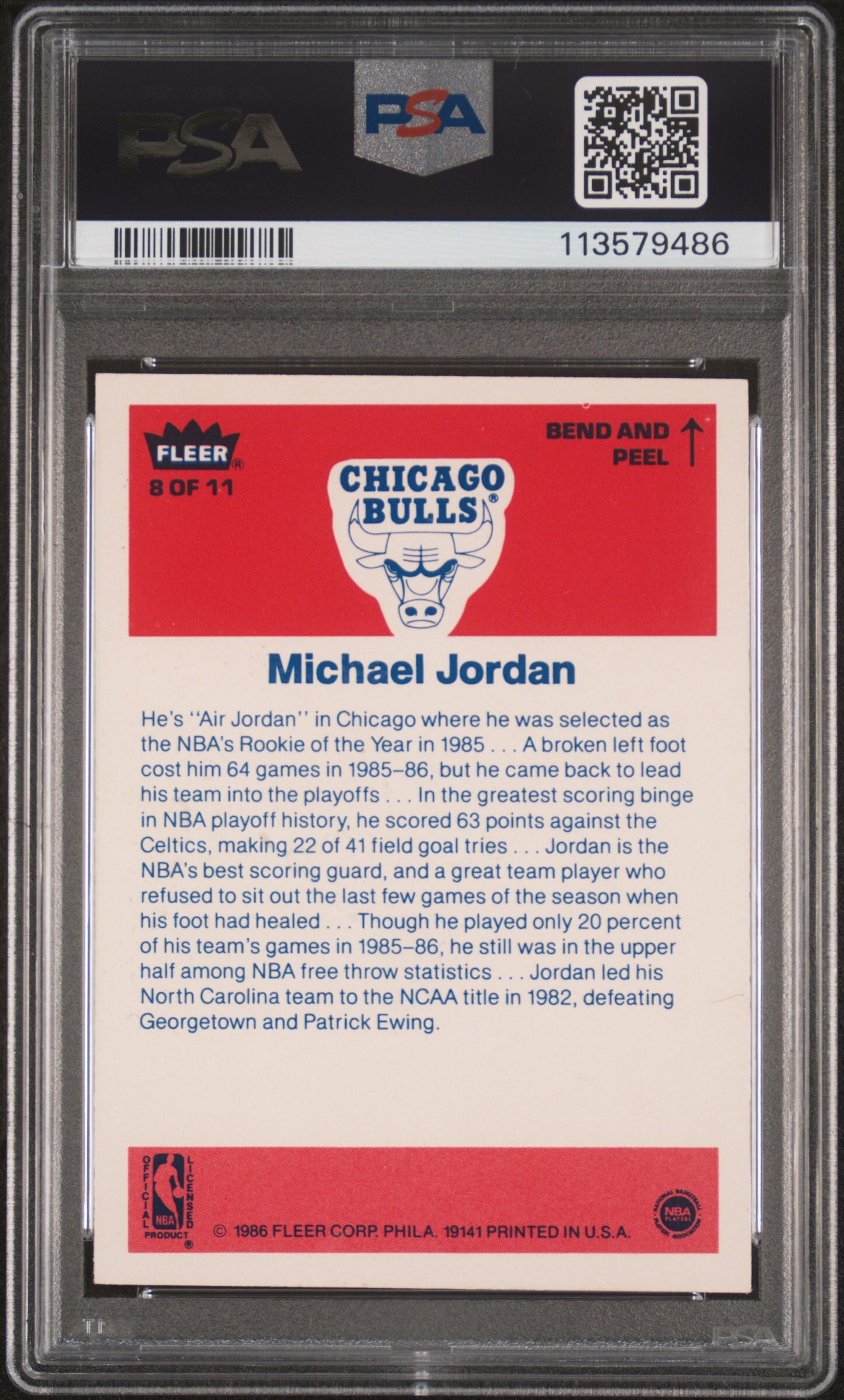 A 1986 Fleer Michael Jordan Rookie Sticker No. 8 (PSA 8 NM ST) and 1991 Upper Deck Baseball Card No. SP1