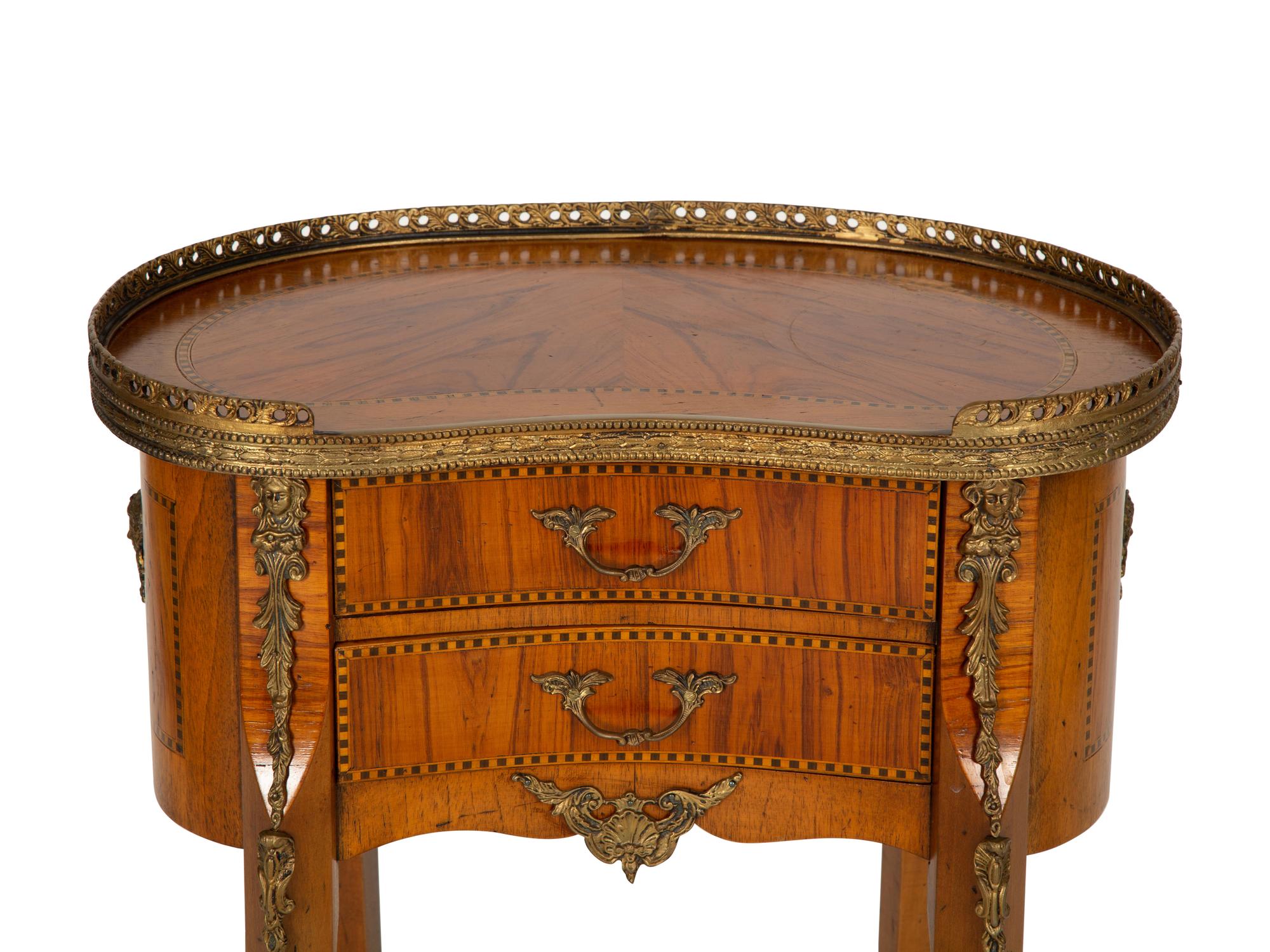 A Louis XV/XVI Transitional Style Gilt Metal Mounted Fruitwood Side Table