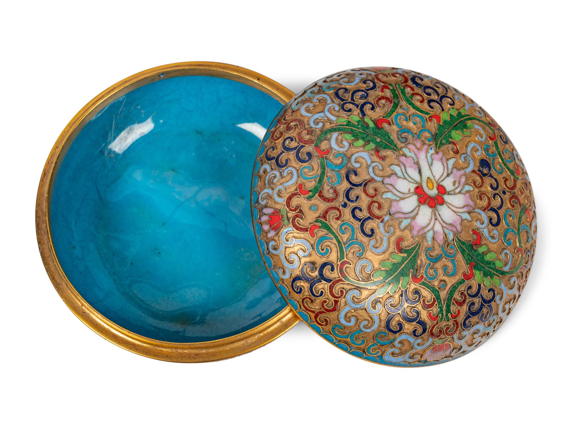 Six Chinese Green Ground Cloisonné Enameled Vessels
