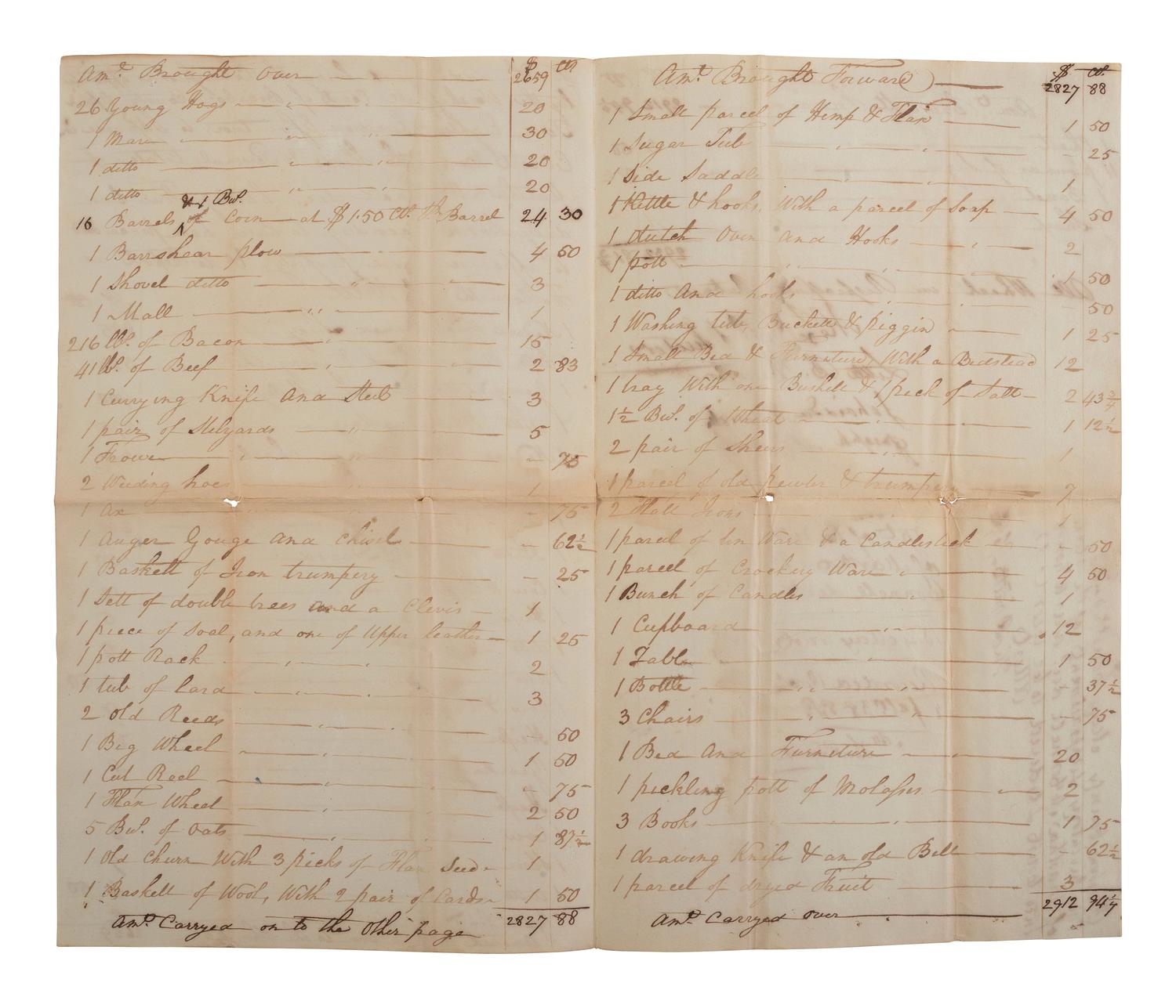 [ENSLAVEMENT & ABOLITION]. A group of 6 estate documents listing individual enslaved persons, most by name. Bourbon County, KY, 1815-1829.