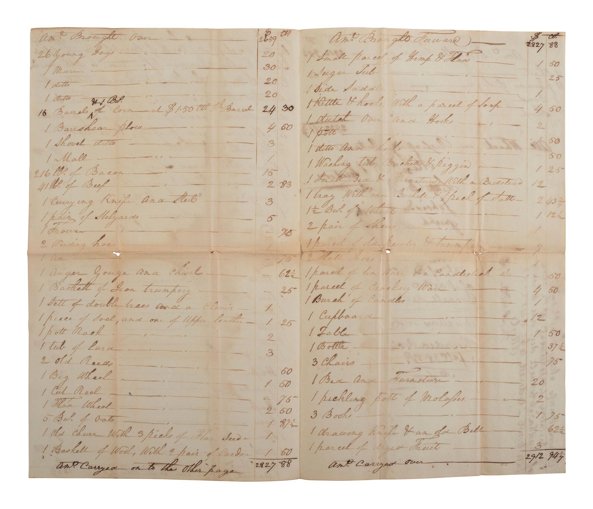 [ENSLAVEMENT & ABOLITION]. A group of 6 estate documents listing individual enslaved persons, most by name. Bourbon County, KY, 1815-1829.