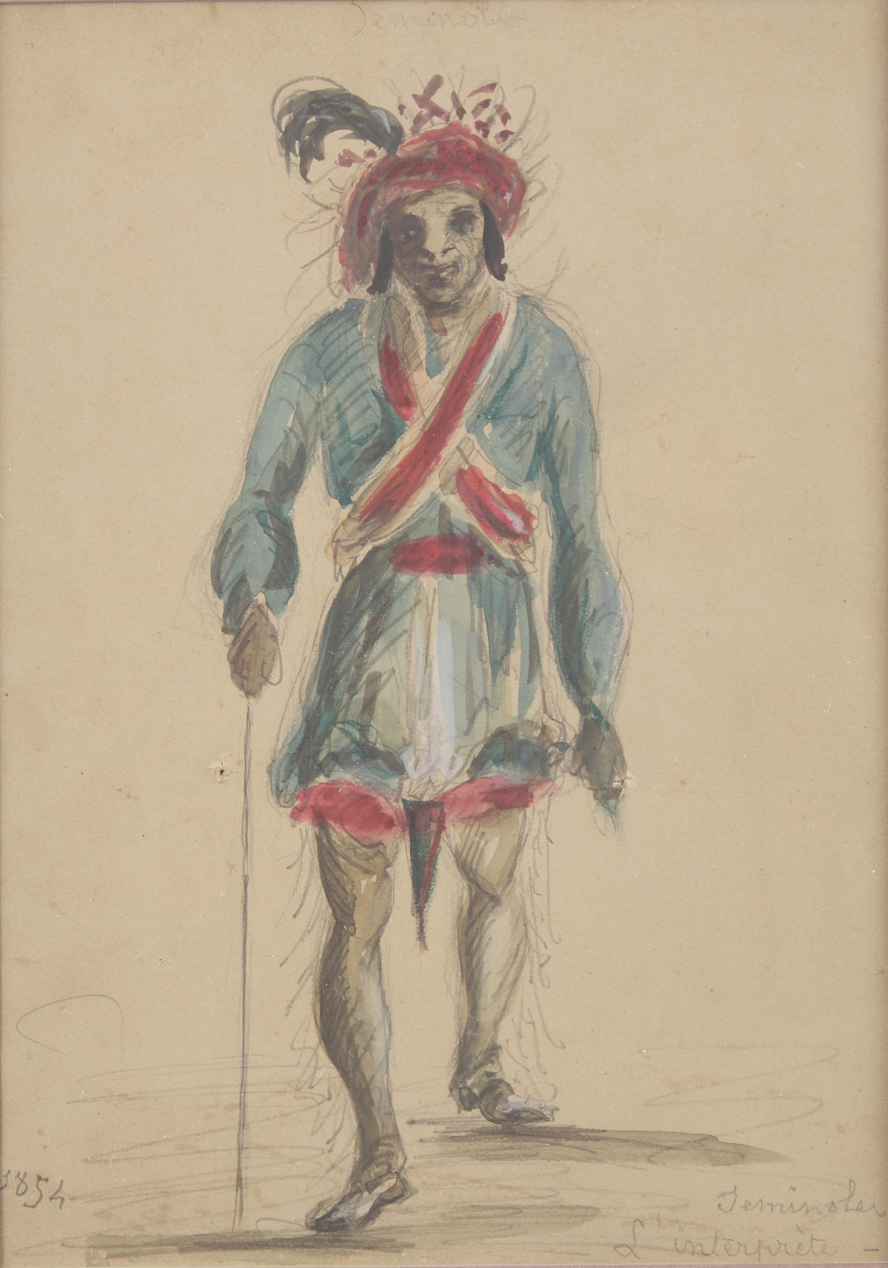 American School, 19th Century — A Pair of Seminole Drawings, 1854