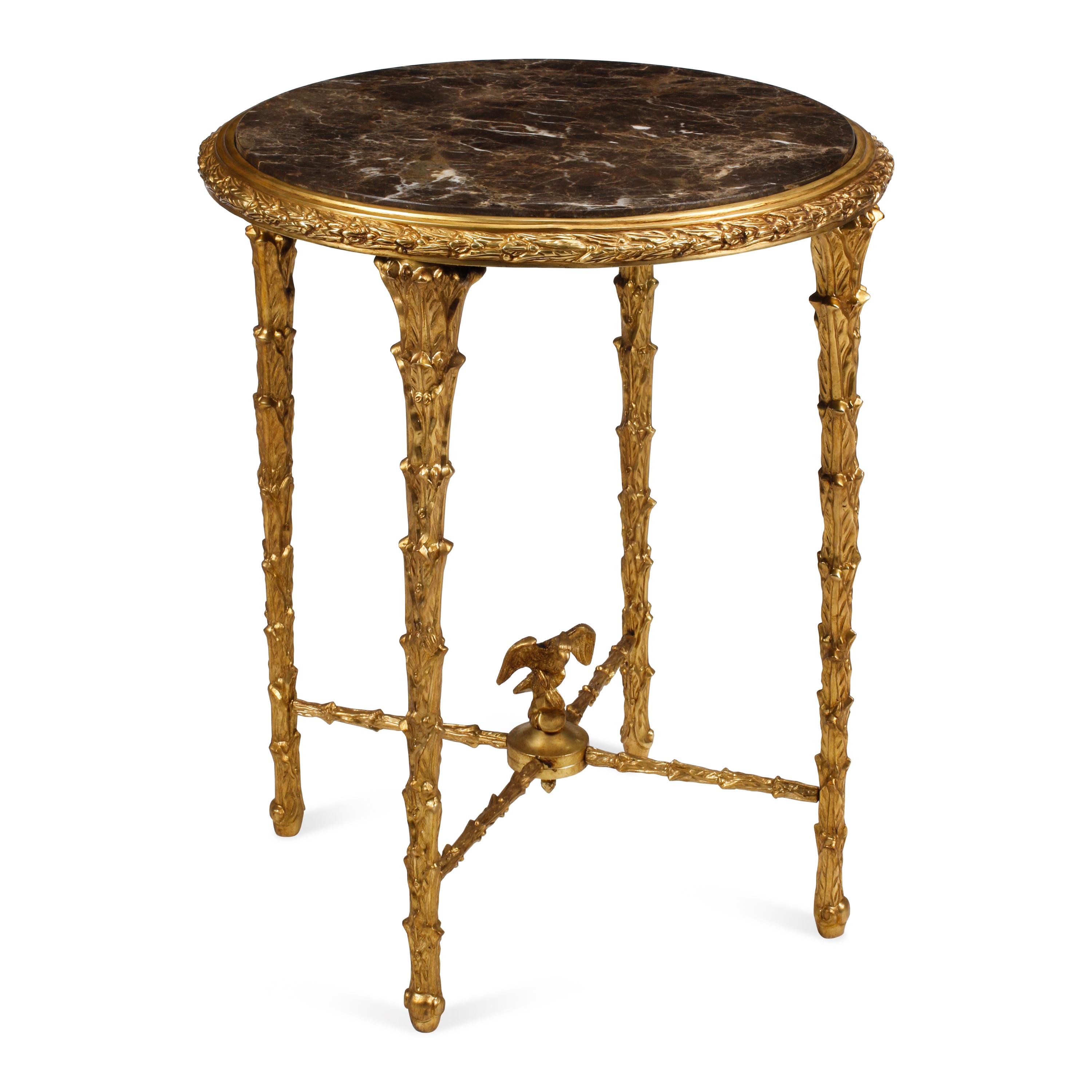 A Neoclassical Style Gilt Bronze and Marble Side Table