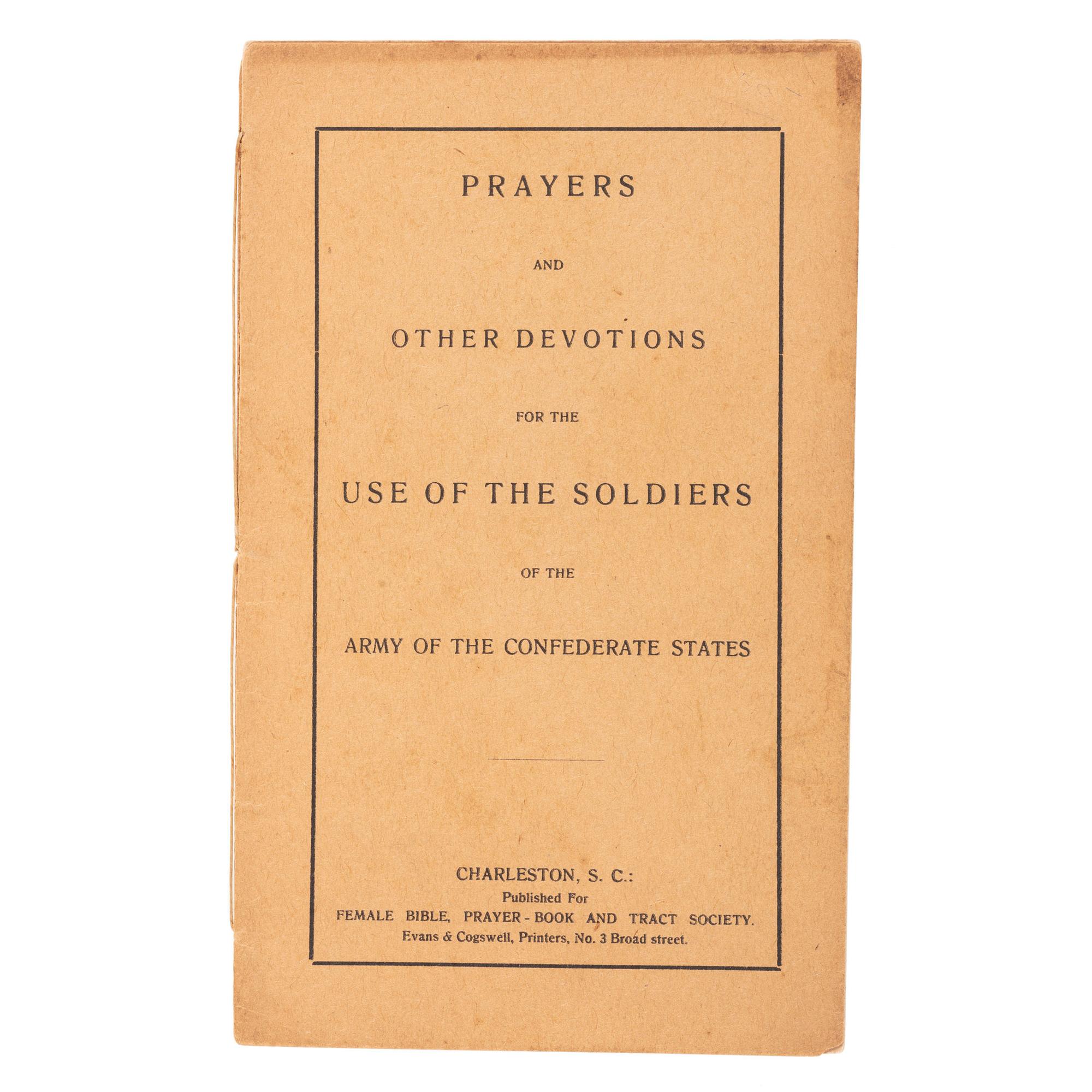 Rare Confederate Imprint, Prayers...for the Use of the Soldiers