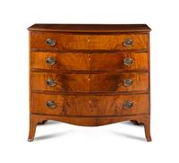 A Federal Inlaid and Figured Mahogany Bow-Front Chest of Drawers