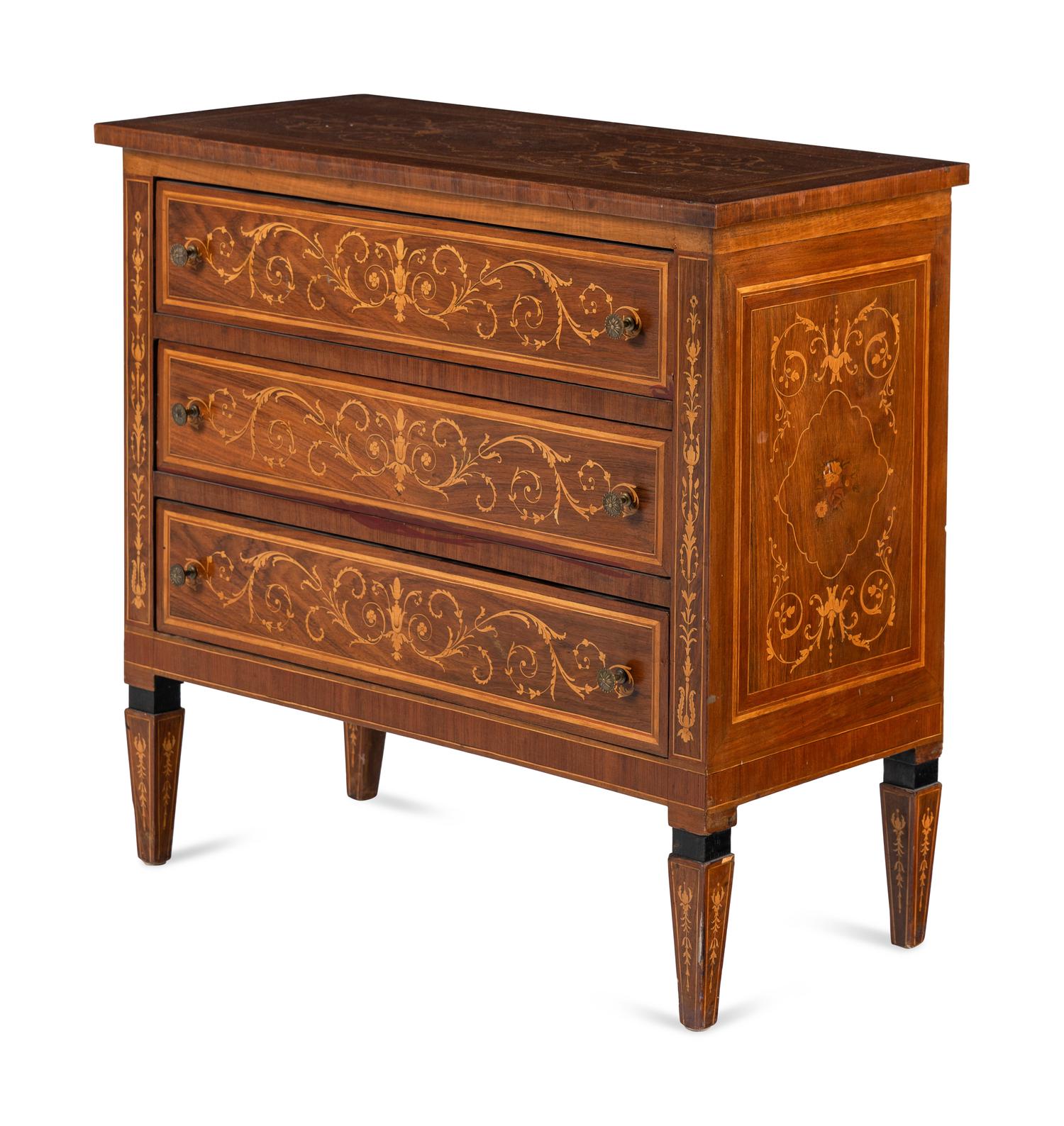 A Pair of Italian Marquetry Chests of Drawers