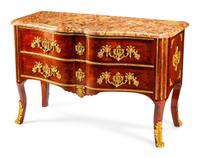 A Regence Style Gilt Bronze Mounted Parquetry Commode