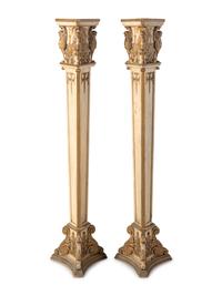 A Pair of Empire Style Painted Torchères