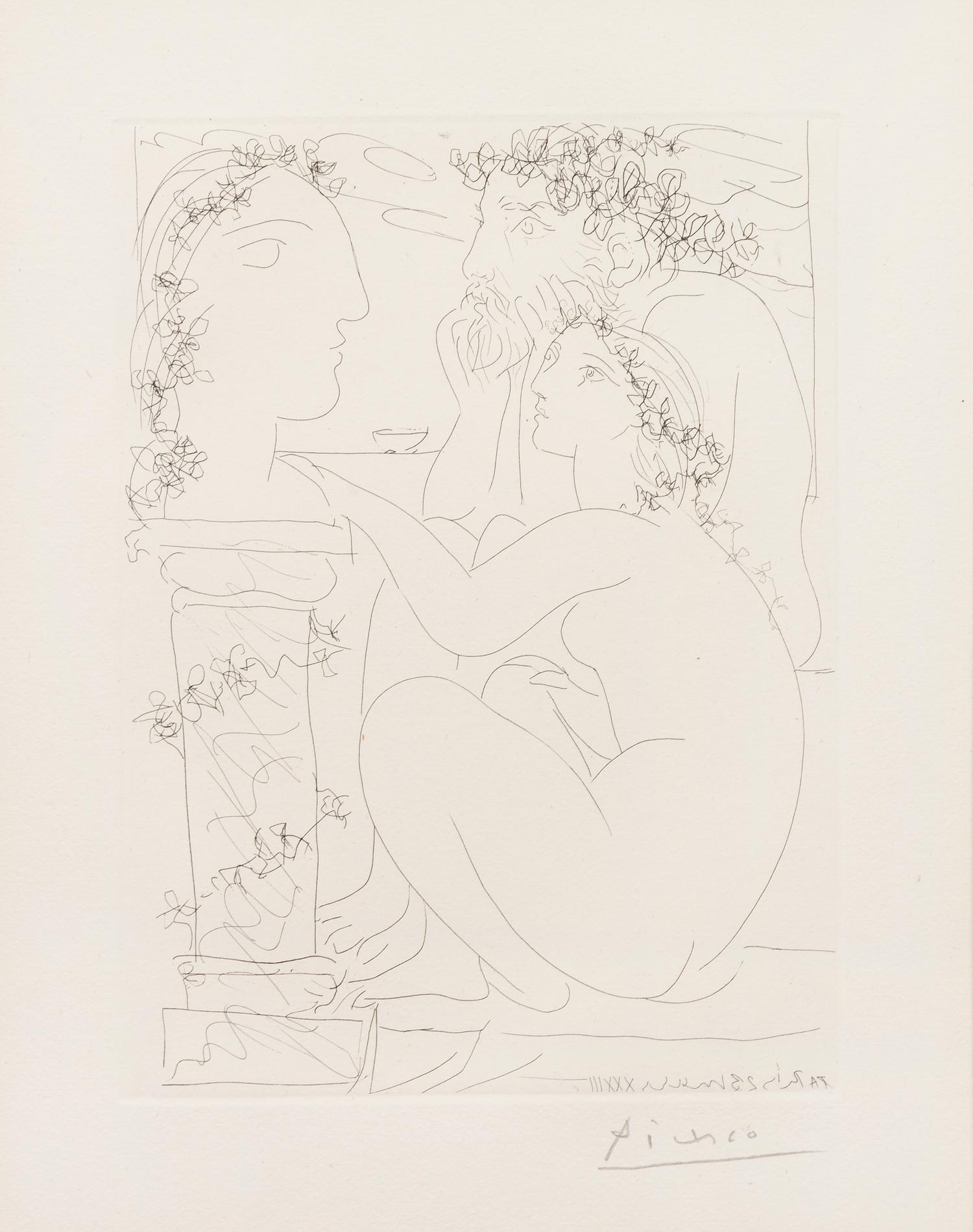 Pablo Picasso, (Spanish, 1881-1973), Sculpteur et modele admirant une tete sculptee, from La Suite Vollard, 1933