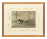 Bambi animation cel with painted background