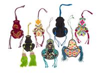 Seven Chinese Embroidered Silk Purses Length of largest 6 inches. — 19TH CENTURY