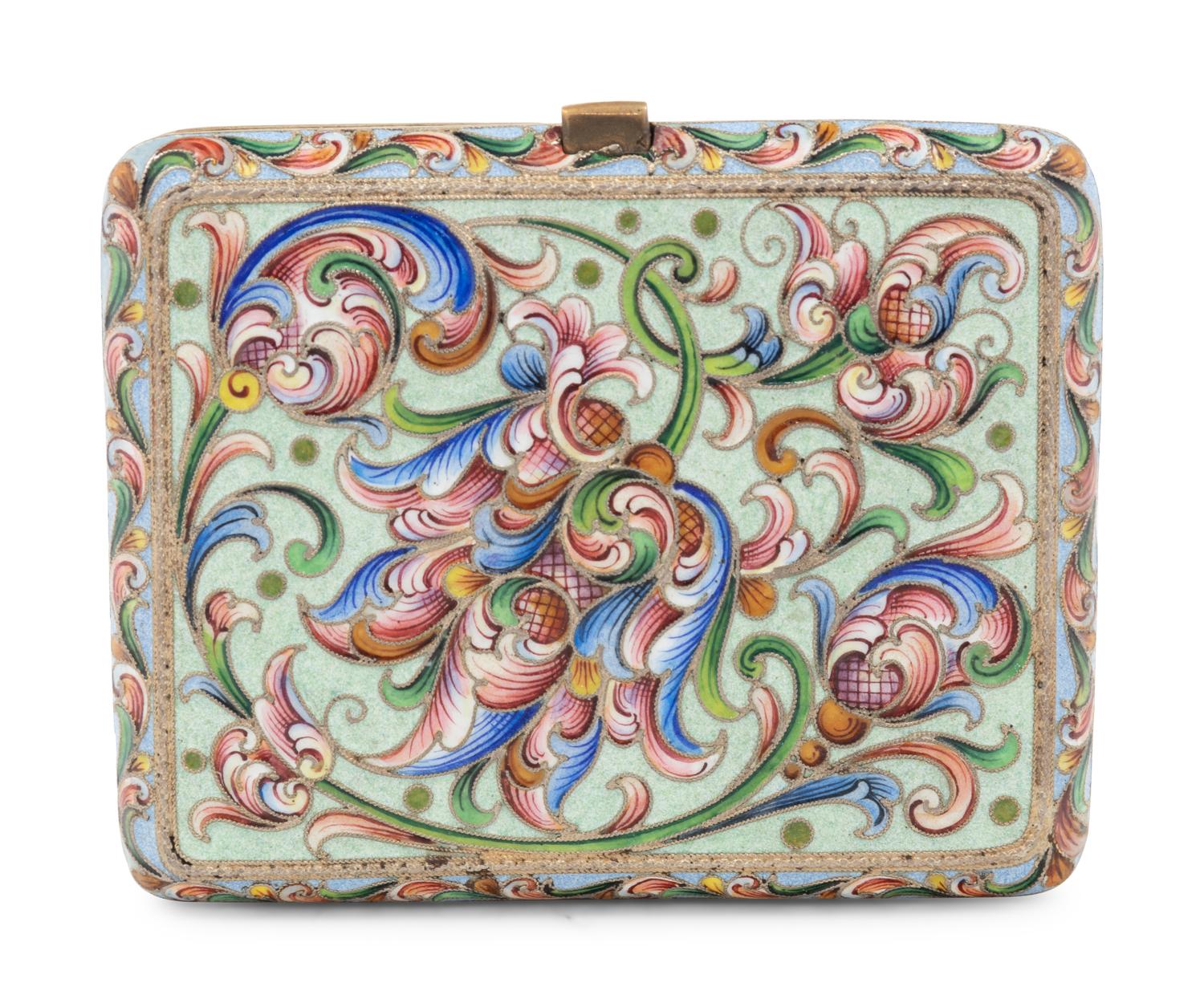 A Russian Shaded Enamel Silver Cigarette Case