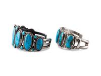 Navajo Silver Wire and Turquoise Cuff Bracelets