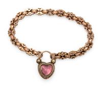 VICTORIAN, BICOLOR GOLD HEART BRACELET